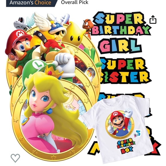 Nintendo Party Supplies Nwt Super Mario Iron On Transfer Birthday